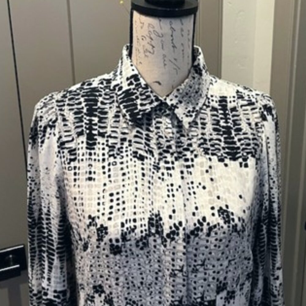 White House/Black Market Godet Long-Sleeved Shirt Dress-Size 6-NWT - Picture 8 of 14